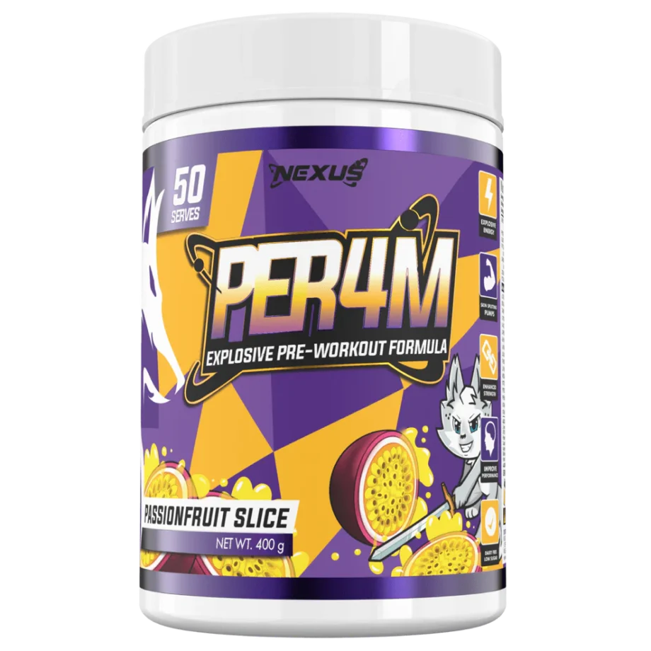 Nexus Pre Workout | Per4m - Passionfruit Slice [50 Serves]